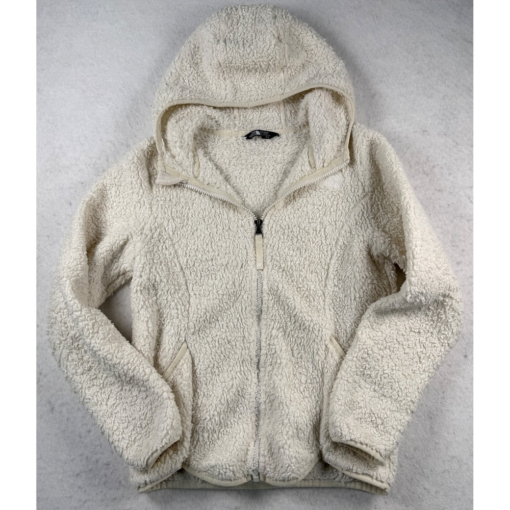 The North Face Girls M 10/12 Cream Sherpa Hooded Fleece Jacket NF0A5AAY